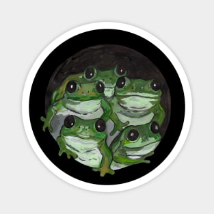 Five green frogs Magnet